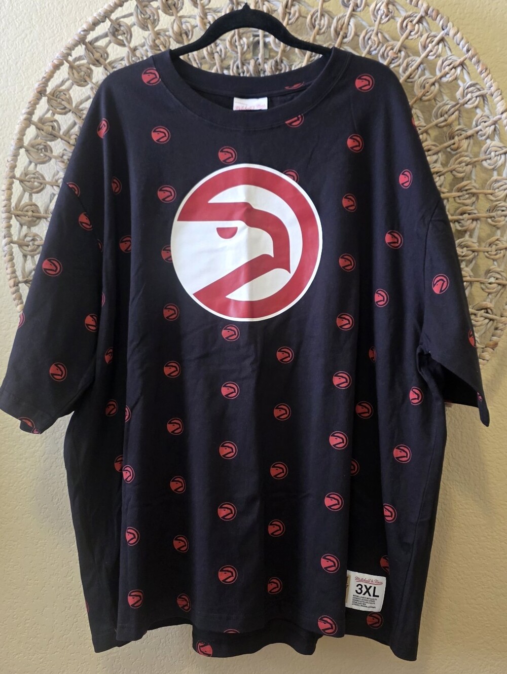Mitchell & Ness Atlanta Hawks All Over Logo T-Shirt 3XL Black NBA HWC